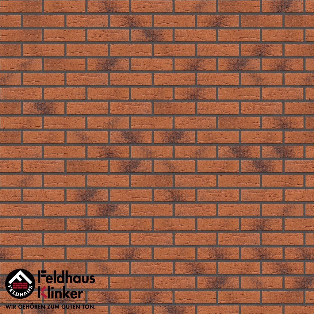 Клинкерная фасадная плитка Feldhaus Klinker R228 Terracotta rustico carbo рельефная NF9, 240*9*71 мм